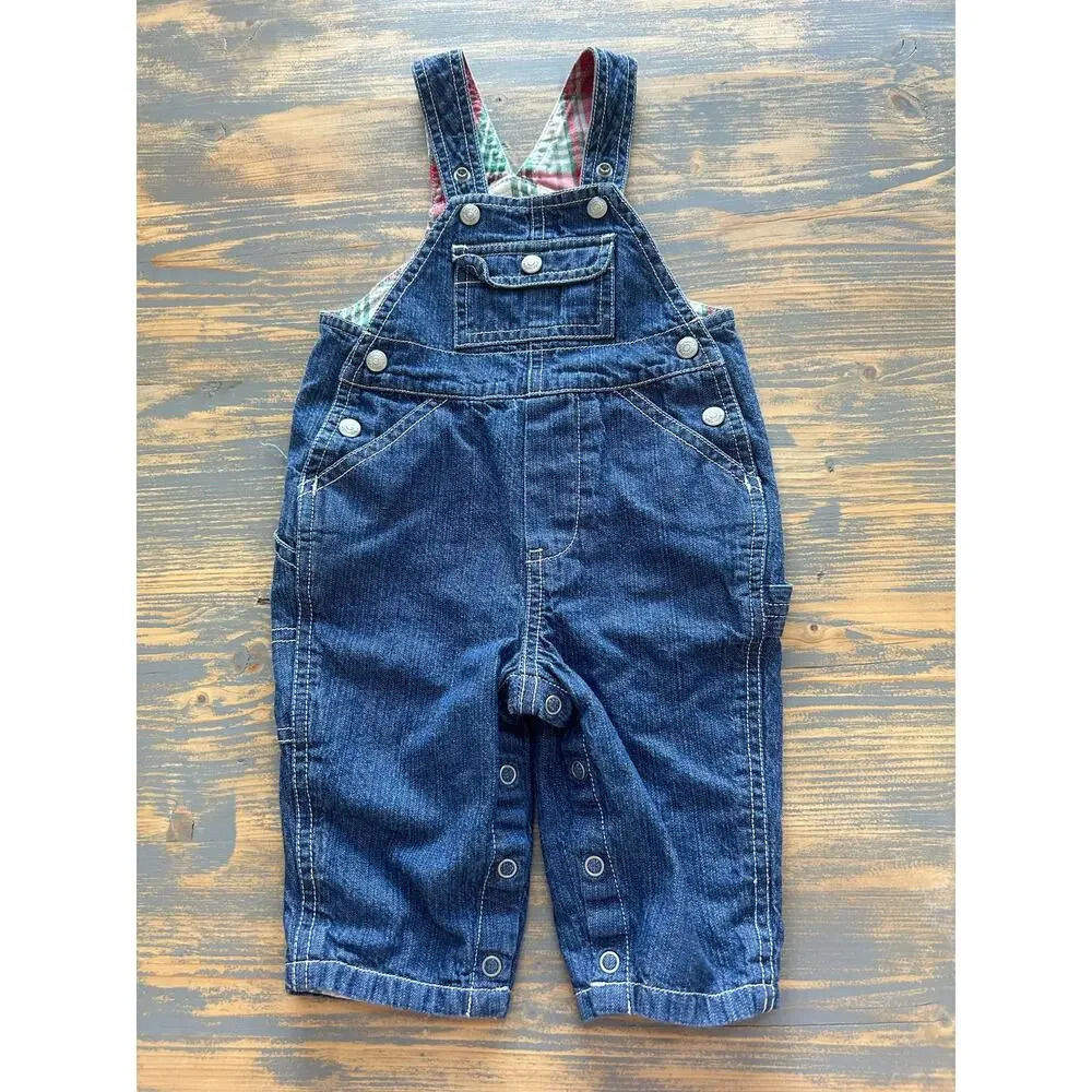Denim Distressed Overalls 6-12 Months Baby Girl Outfit EUC